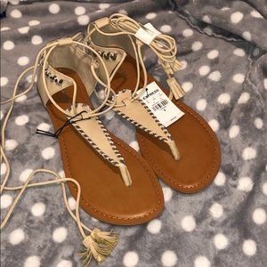 Express sandals brown and cream